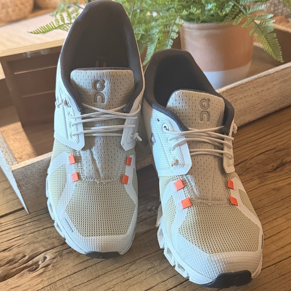 On Running White and Gray Sneakers